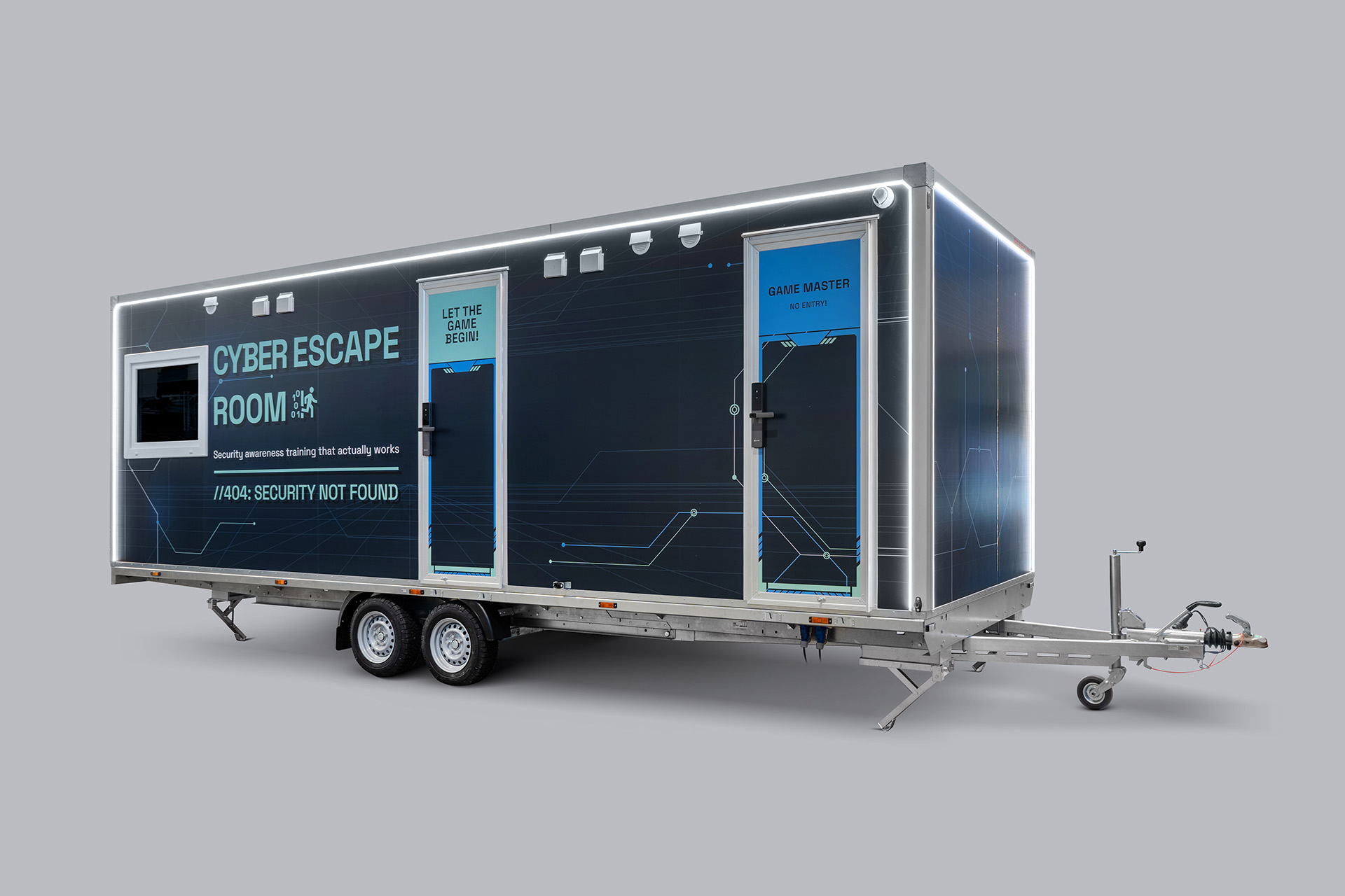 Cyber Escape Room trailer, full side view